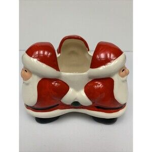 Vintage Ardco‎ Christmas Triple Santa Planter Candy Nut Dish Made In Taiwan